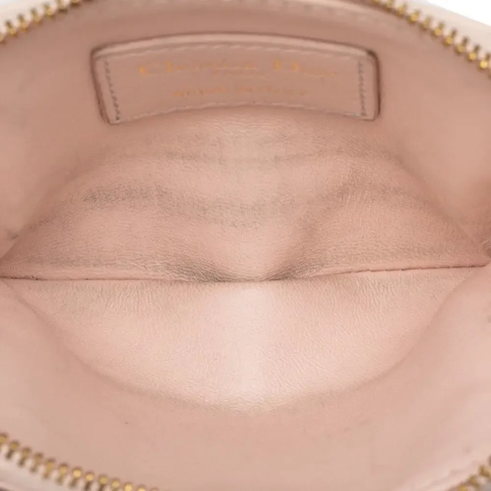 Dior Cannage Lambskin Leather Caro Coin Purse Pink